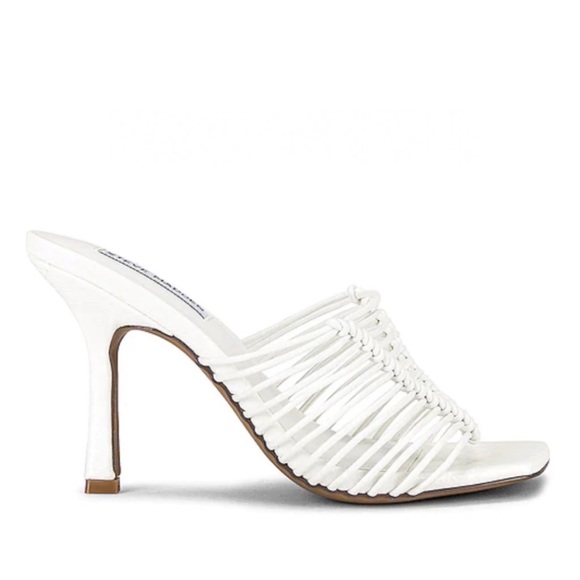 Steve Madden Heels Bonds Sandals Square Toe Slip On Womens Size 8.5 White NIB - Picture 12 of 13